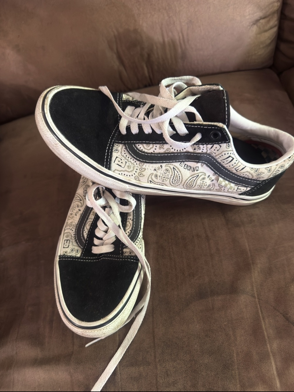 Vans Black & White Bandana Print Low-Top Sneakers